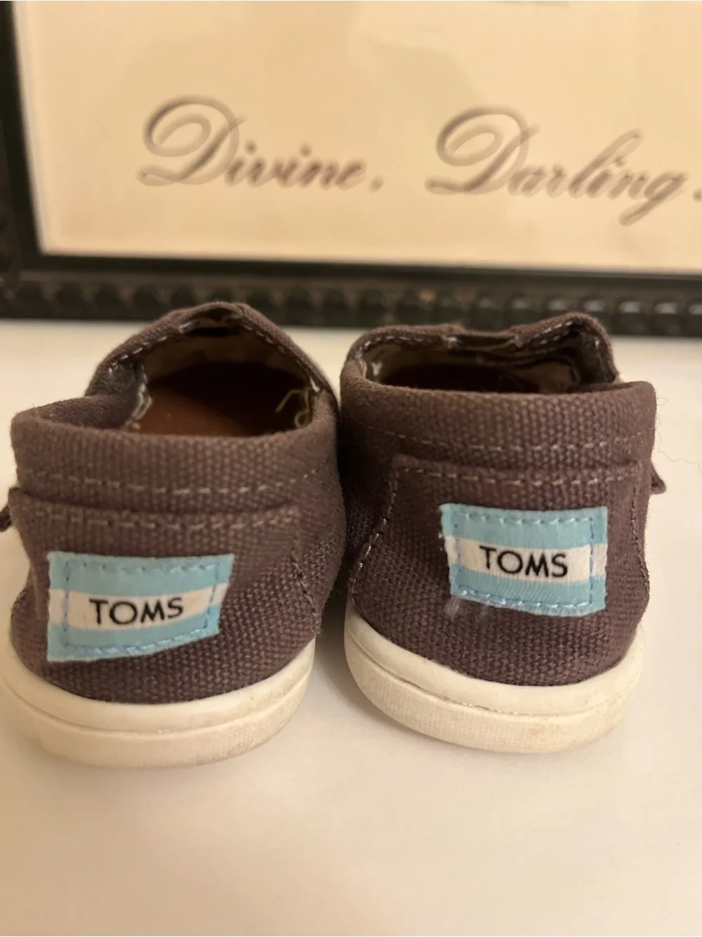 Toms Toddler Slip-On Shoes in Dark Brown Canvas - Size T4